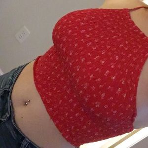 Red Floral Crop Top